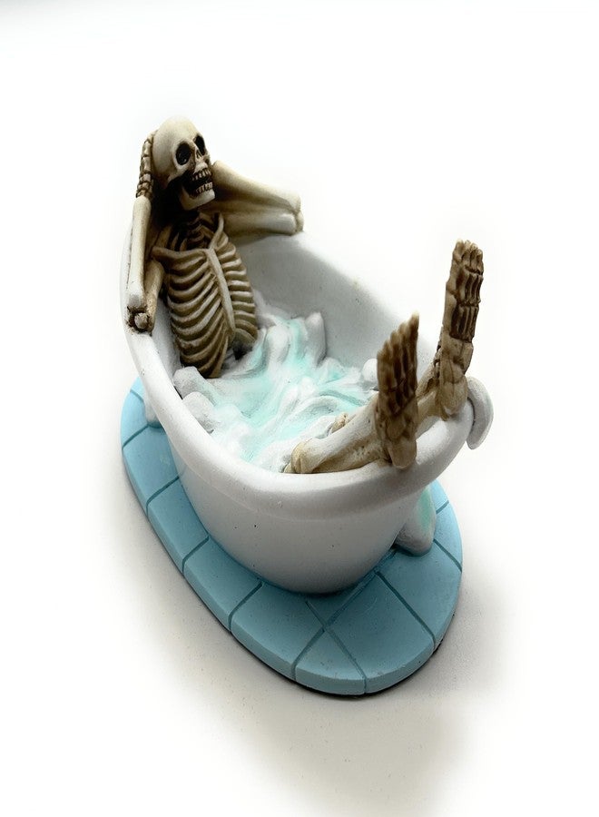 RUSTIX Skeleton in Bathtub Figurine - Gothic Bathroom Decor | Halloween Skeleton Statue | Funny Resin Skeleton Bath Figurine | Bubble Bath Skeleton Gift | Unique Gothic Bathroom Accessories - Image 3